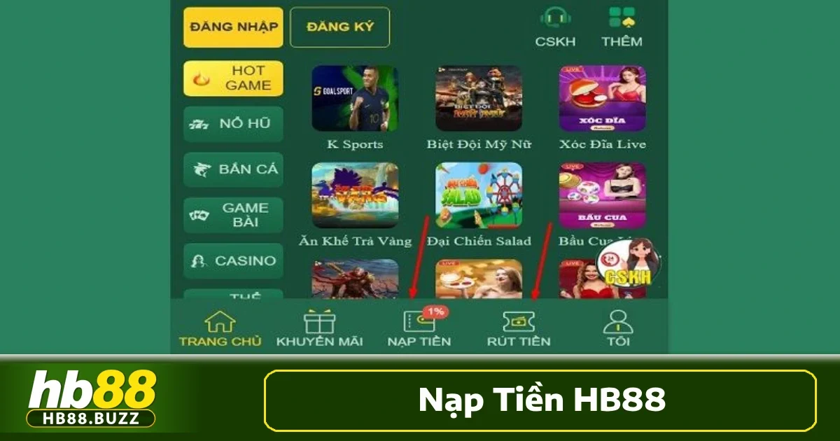 Nạp tiền HB88 1 Nhà cái HB88 đã cung cấp nhiều hình thức nạp tiền đa dạng
