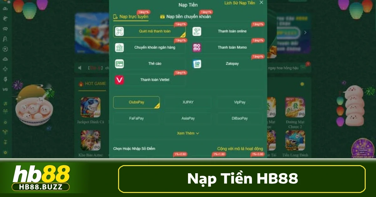 Nạp tiền HB88 2 Hình thức nạp tiền HB88 qua mã QR ngày càng trở nên phổ biến bởi tính tiện lợi